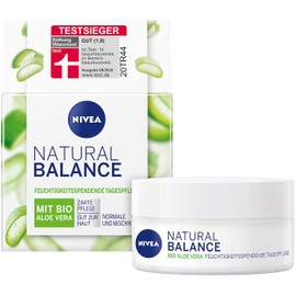 Nivea Natural Balance Moisturising Day Cream (50 ml), Hydrating Cream with Organic Aloe Vera, Jojoba and Almond Oil, Day Cream for Normal and Combination Skin