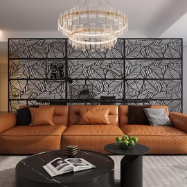 Decorative Fences for Outdoor Gardens – Ornamental Metal Garden Fence Panels, Rust-Resistant Scroll Design Border for Yard, Pool, Flower Beds, Easy Installation (70.9" H x 46", Black),Foliage Patterns