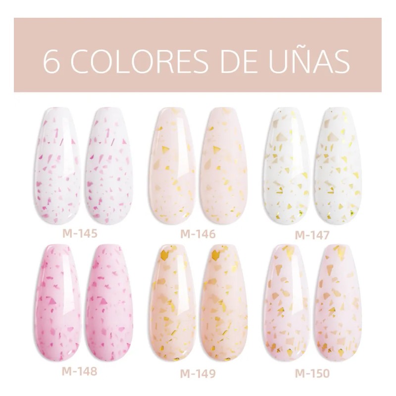 Set De 6 Esmaltes De Uñas Con Glitter Crema Xeijayi