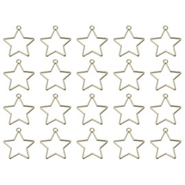 PATIKIL 20pcs Open Bezels, Pentagram Resin Bezels Pendants Star Open Back Bezel Alloy Hollow Frame Bulk for Resin Jewelry Making Earring Necklace, Bronze