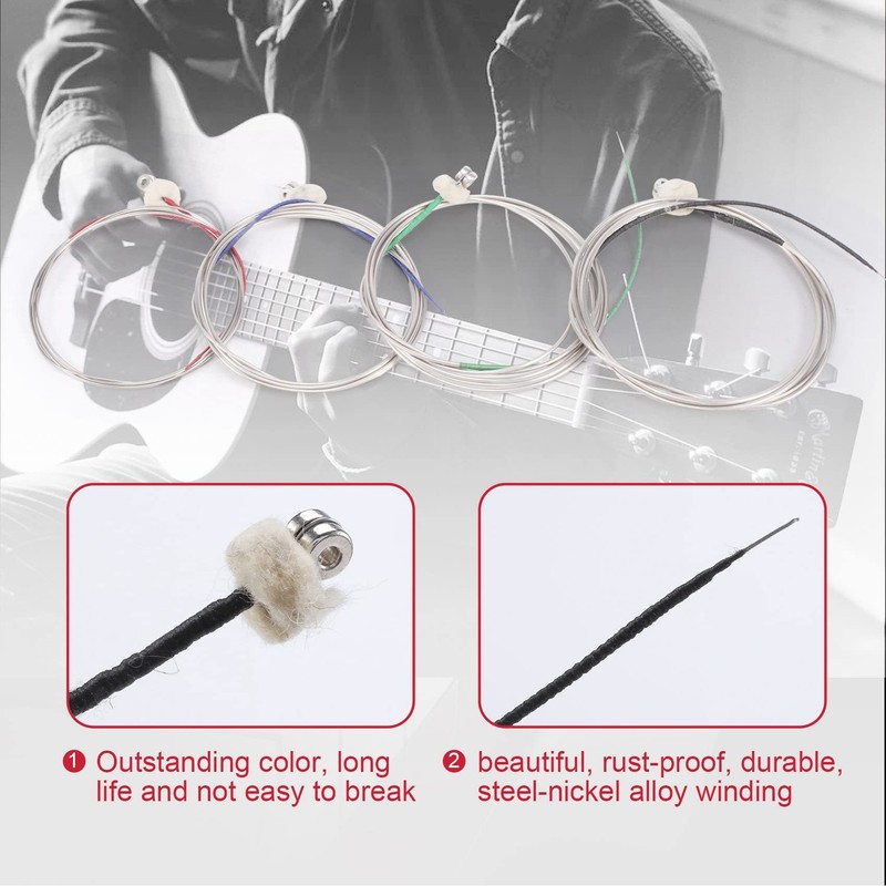 KJKVIVH 4Pcs/Set Upright Bass Strings Double Bass Strings 4/4 3/4