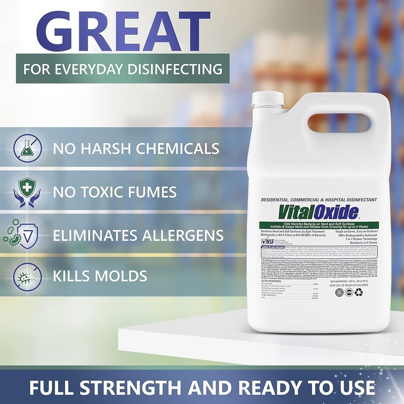 Vital Oxide Disinfectant, Deodorizer, Cleaner, Food-Contact Sanitizer, Virucide – (EPA