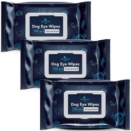 NOVEHA Dog Eye Wipes - Plant-Based Eye Wipes for Dogs - Formulated to Remove Eye Debris, Tear Stains & Eye Discharge - Safe, Convenient, and Large Unscented Wipes (300 Counts)