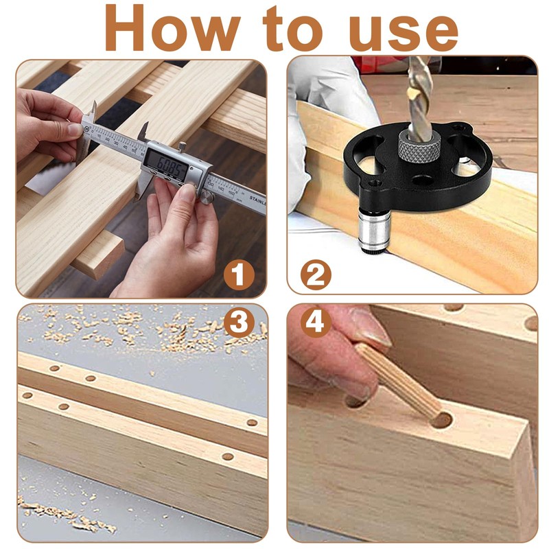 Rierousy Woodworking Drill Hole Locator 3/4/5/6/7/8/9/1010 mm Drill Bushing Set