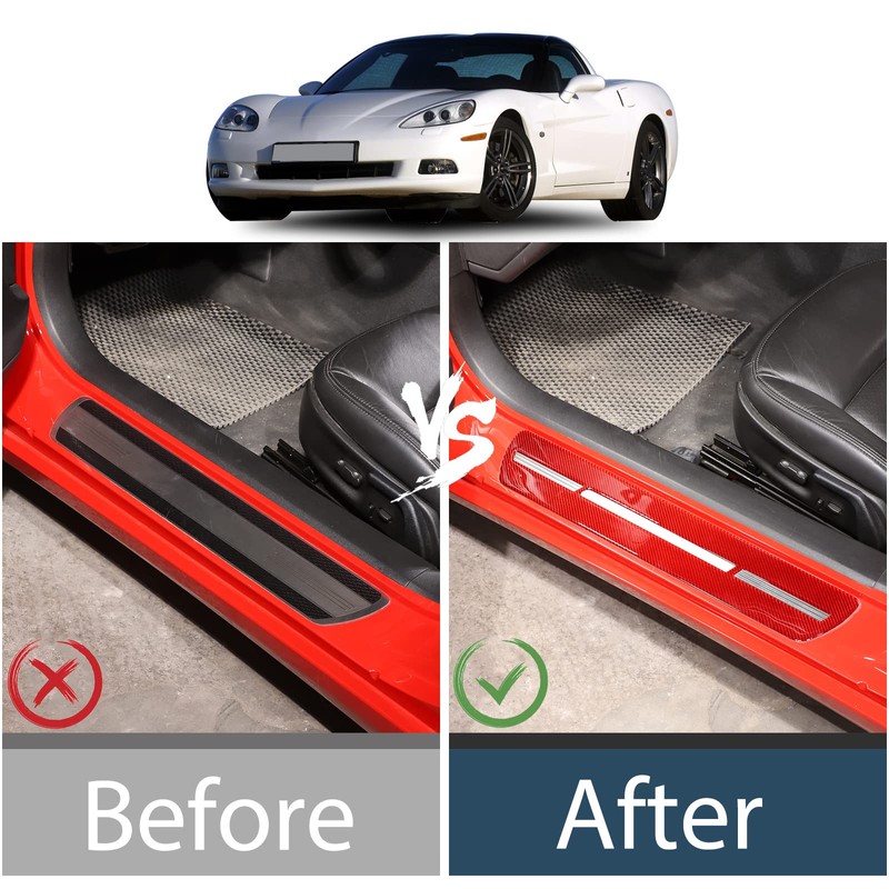 Lcojicep Car Door Sill Guard Trim StickerCompatible with Corvette C6