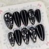 All black full stone handmade nail tips - Almond S