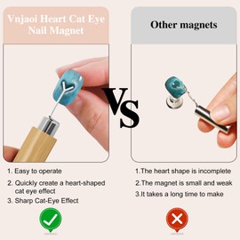vnjaoi Heart Cat Eye Magnet for Nails,Multifunctional Nail Magnet,Detachable Design, Strong Magnet for Nails+2PC Y Shaped for DIY Manicure Kit(Large-Original Wood)