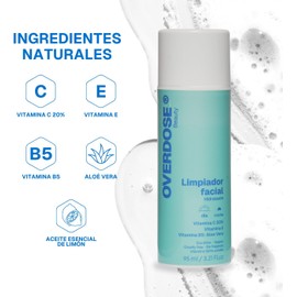 OVERDOSE Limpiador facial diario Hidratante Rutina Skin care Vegano Vitamina C Todo tipo de piel