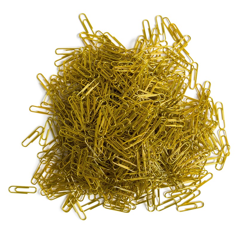 U Brands Gold Paper Clips, Office Supplies, Clear Vinyl Coated,