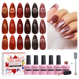 AIMEILI Cat Eye Gel Nail Polish U V LED Hema Free Cruelty Free Vegan Gel Polish Colors for Nail Art Kit Set Of 6pcs X 10ml - Kit Set 69