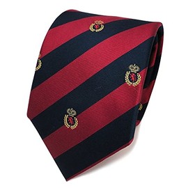 TigerTie Designer silk tie red blue royal gold striped coat of arms - tie necktie silk