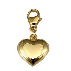 Charm Pendant Heart 3D Shiny Real Gold 333 Yellow Gold 8 Carat Hearts, Yellow Gold