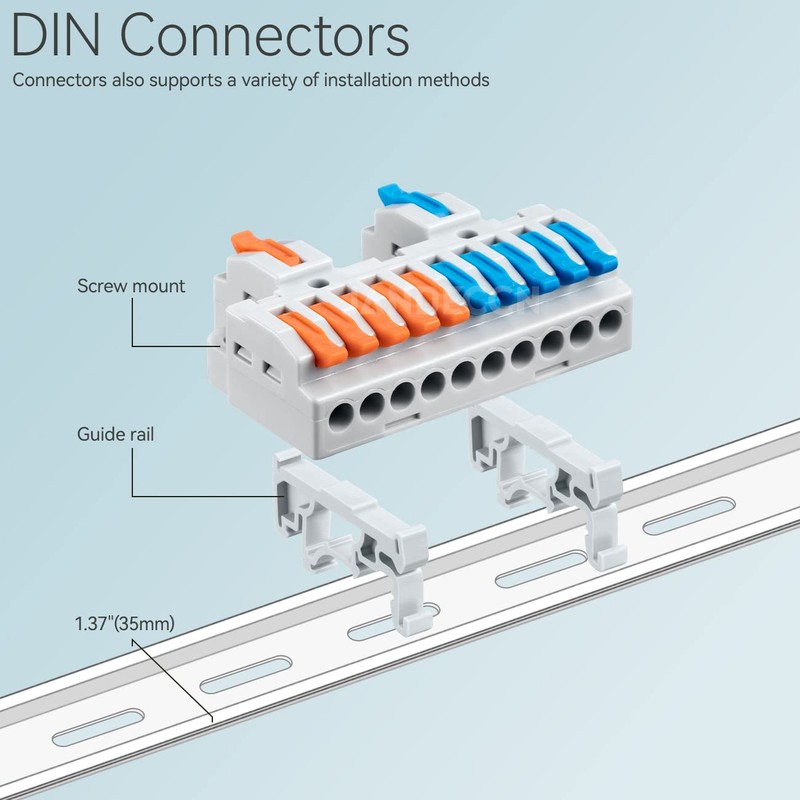 JANDECCN 6pcs DIN Rail Terminal Blocks, DIY Splicing Wire Connectors