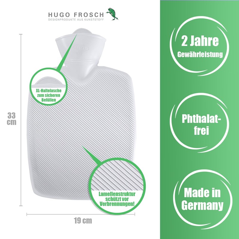 Hugo Frosch Kiwi Classic Hot Water Bottle with Felt Cover