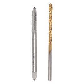 uxcell 1/8-40 UN Straight Flute Thread Tap and 2.5mm Twist Drill Bit Set, Titanium Plated 6542 High Speed Steel Drilling Bit Machine Threading Tap