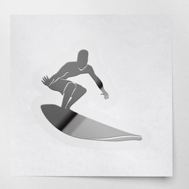 Decal Stickers of Silhouette Surfer (Metallic Silver) (Set of 2) Premium Waterproof Vinyl Decal Stickers for Laptop Phone Accessory Helmet Car Window Mug Tuber Cup Door Wall - ANDstic589450SI
