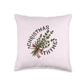 CHRISTMAS THYME Funny Christmas Herbs Baking Memes Thyme Funny Christmas Herb Sprig Baking Meme Throw Pillow, 16x16, Multicolor