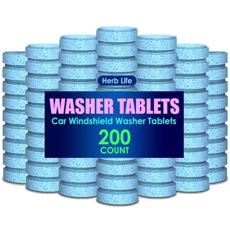 Herb Life 200 PCS-Car Windshield Washer Tablets, Glass Cleaner, Concentrated