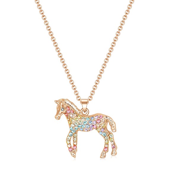 luomart Girls Horse Necklace Gifts,Little Rainbow Horse Jewelry for Women