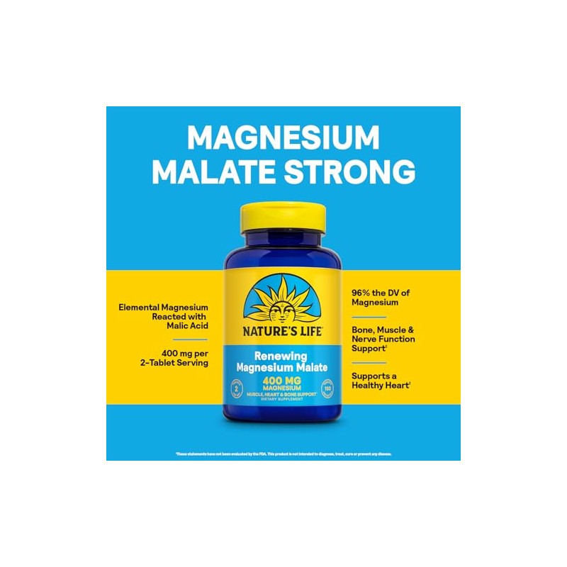 Natures Life, Magnesium Malate, 1300 mg, 100 Tablets by Natures