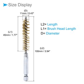CoCud Bore Brush, 11mm Dia 4 Inch Length, Brass Cleaning Wire Brushes with 1/4 Inch Hex Shank - (Applications: for Power Drill, Die Grinder), 5-Pieces