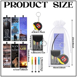 Tellegloww 36pcs Man of God Gifts Mini Tape Screwdriver Keychain Bookmark Set Christmas Employee Coworkers Men Gift Adult Christian Party Favors Measuring Tape Keychain Religious Bookmark for Men Dad