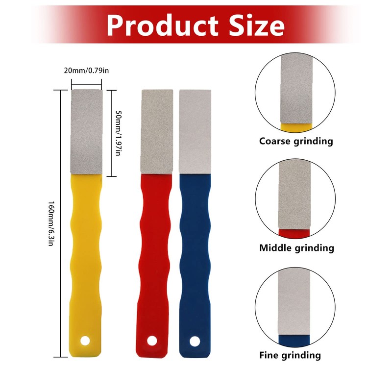 9 Pcs Diamond Sharpening Hones Set, 220/400/600 Grits Diamond Sharpening