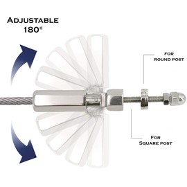 Stainless Steel 316 Grade Staircase Cable Railing Adjustable Tensioner Threaded Terminal End Fitting for 1/8" Cable on 2 x 2, 4 x 4 Post (Satin Finish, 5-Pack)
