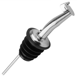 12 Stainless Steel Pour Spouts, Medium to High Free Flow Speed with Flip Top Lid, 20 mm Poly-Plastic Cork. Pourers are perfect for Household Oils, Wine and of course Liquor Pours.