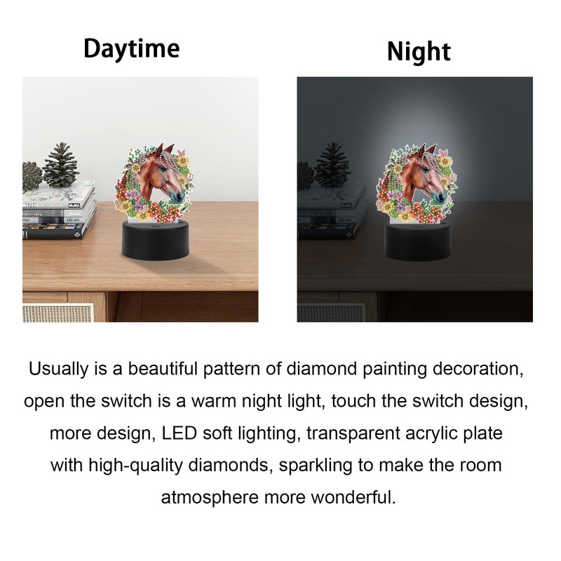 JISHSHAY Diamond Painting Night Light Diamond Art Table Lamps Gem