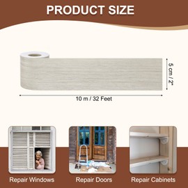 MECCANIXITY Wood Grain Repair Tape, 2 Inch x 33 Feet Self Adhesive Wood Grain Tape Multi-Purpose Wallpaper Border Trim for Furniture Floors Windows Doors Tables Home DIY Projects, Brown