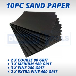 Dunnet Tools 10 Piece Glass Grit Sand Paper Fine Medium & Coarse 9" X 11" Wet And Dry Waterproof Sanding Paper Glass Paper Emery Paint Finishing Decorator