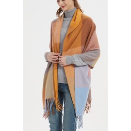 Wander Agio Womens Fashion Long Shawl Big Scarves Grid Winter Warm Large Plaid Scarf Big Camel Pink 7