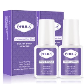 NXJ INFILILA Professional Brush On Nail Glue Arcrylic Nail Glue Nail Glue for Acrylic Nails Strong Nail Glue Professional Nails Glue Adhesive Press On Nail Glue Bulk Long Lasting 7ML/0.23OZ(2PCS)
