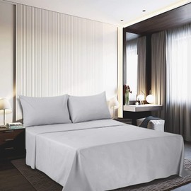 Best Season 400 Thread Count Cotton Full Size Sheet Set (Silver Gray Color) 4 Piece - 100% Long Staple Cotton Sheets Set, Soft Cotton Bed Sheets Sets with Deep Pocket fit Upto 16 inch