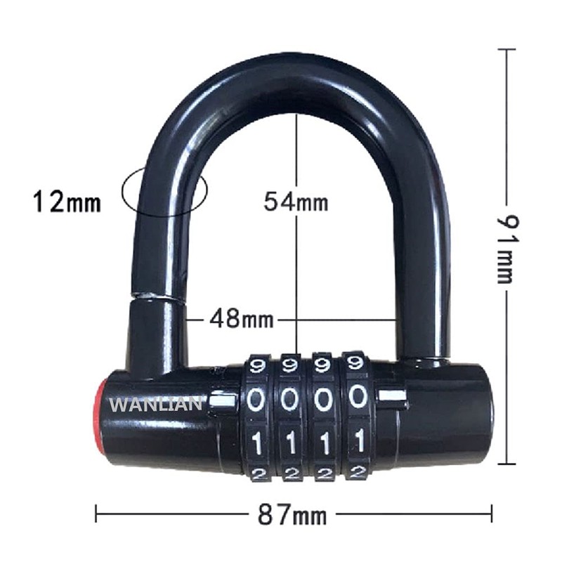 4-Digit Password Padlock - Bicycle & Chain Lock, Anti-Shear Cabinet