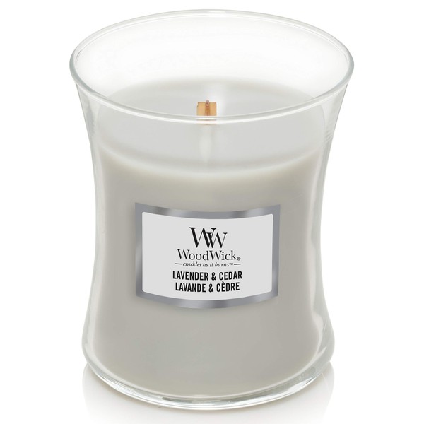 WoodWick Medium Hourglass Scented Candle with Crackling Wick | Lavender and Cedar | Up to 60 Hours Burn Time, Lavender