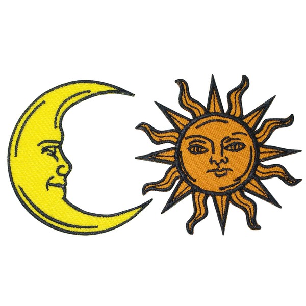 CLOVER INTER 2 Pcs Sun and Moon Patches Iron on