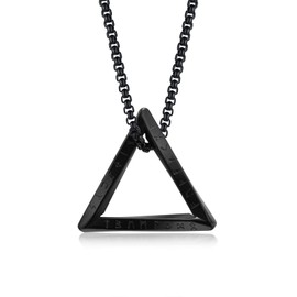 Ticome Mens Viking Necklace Jewellery Gifts for Men,Black Norwegian Rune Stainless Steel Geometric Twisted Triangle Pendant Jewelry Simple Dad Boyfriend Anniversary Father's Day Birthday Gift