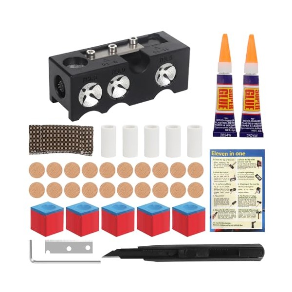 Pool Cue Repair Kit - Complete Set with L-Shaped Shaper,