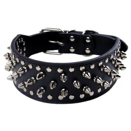 BTDCFY PU Leather Adjustable Spiked Studded Dog Collar 2"