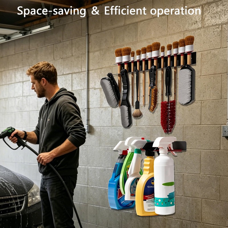 2 Pack Wall Mount Detail Brush & Spray Bottle Holder