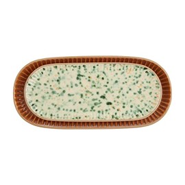 Mud Pie Splatter Nested Platters, small 6" x 14" | large 7 3/4" x 16" Brown