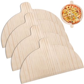 PORFOYO Pizza Peel Wooden 4 Pieces, Pizza Shovel, Pizza Slider, Pizza Board, Tarte Flambée Board, Pizza Peel, Pizza Server, Bread Baking Slider Wood for Homemade Pizza and Bread, 28 x 17 cm