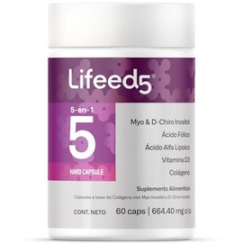 LIFEED Inositol | 60 Cápsulas | Myo-Inositol, D-Chiro, Colágeno Hidrolizado, Acido Alfa Lipoico, Estearato de Magnesio, Vitamina D3 y Vitamina B9 (Ácido Fólico) | Cápsulas de Gelatina Dura