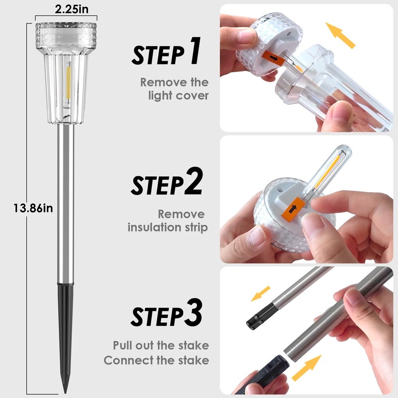 Mancra Solar Lights Outdoor Waterproof, 8 Pack Stainless Steel Solar