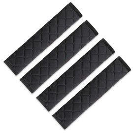 XZSKD 4 Seat Belt Pads, Seat Belt Covers, Car Seatbelt Comfort Pads, Seatbelt Covers - Black Velvet Diamond-Pattern Shoulder Protectors for Cars, Trucks, Long Drives, Travel