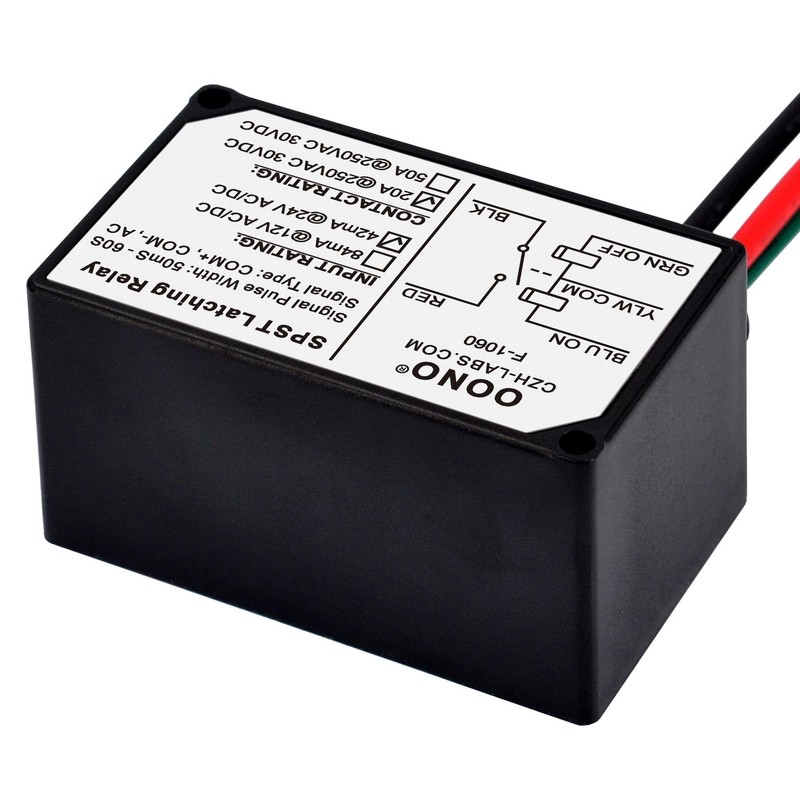 AC/DC 24V SPST 20Amp 250Vac/30Vdc Latching Relay Module, Plastic Enclosure