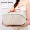 Large Capacity Travel Makeup Bag, Woven Leather Makeup Bag, Waterproof
