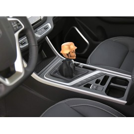 Abfer Car Gear Shift Knob Soldier Style Skull Shifter Knobs with Copper Yellow Hat Fit Automatic Manual Vehicles